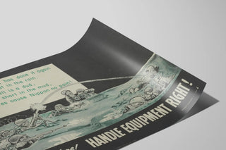 Vintage Militair Wandposter « Wees geen sukkel - Ga zorgvuldig met uitrusting om » — weergave van het kunstwerk