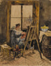 portret van Antoine Vollon zittend aan zijn ezel - Édouard-Jacques Dufeu — weergave van het kunstwerk
