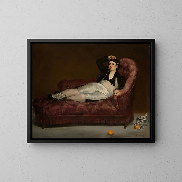 Jonge vrouw liggend in Spaans kostuum - Édouard Manet — ingelijst kunstwerk aan de muur
