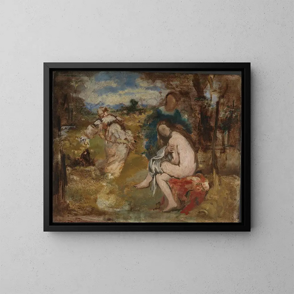 Nymphe verrast - Édouard Manet — ingelijst kunstwerk aan de muur