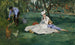 De familie Monet in hun tuin in Argenteuil - Édouard Manet — weergave van het kunstwerk