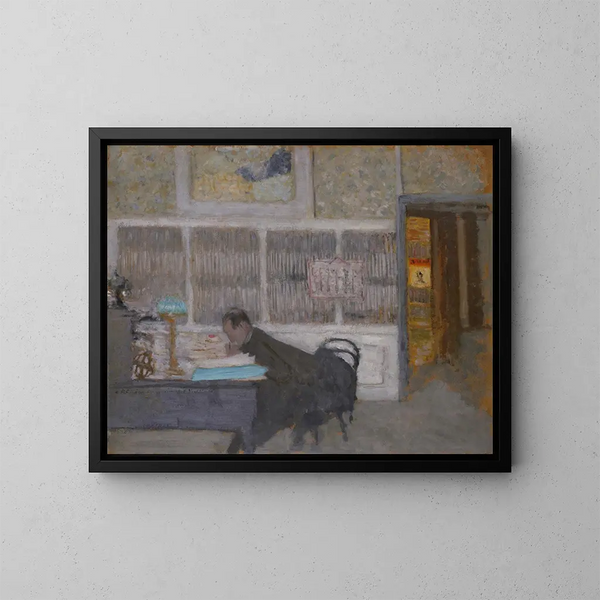 Au Revue Blanche, portrait de Félix Vallotton - Édouard Vuillard — framed artwork on a wall