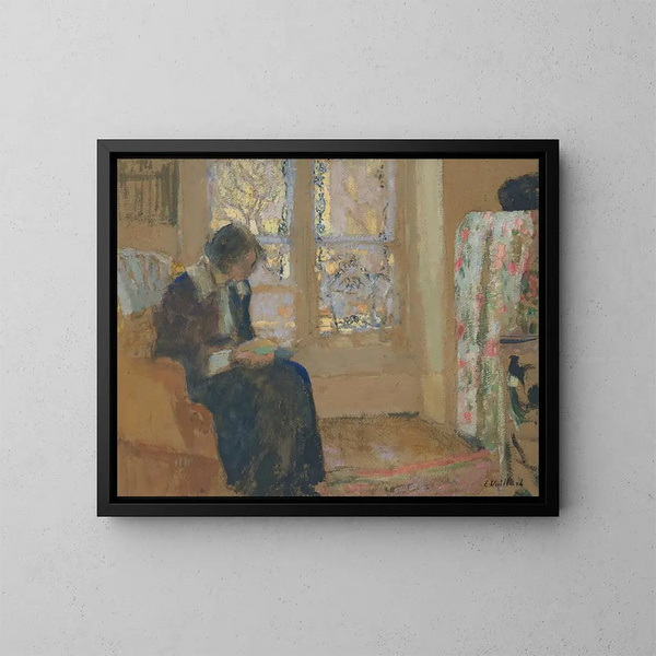 Young woman reading - Édouard Vuillard — framed artwork on a wall