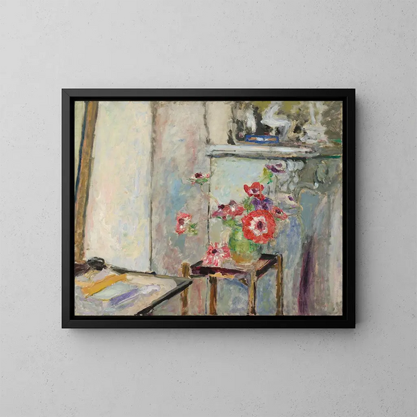 van Les Anémones sur une petite table - Édouard Vuillard — ingelijst kunstwerk aan de muur