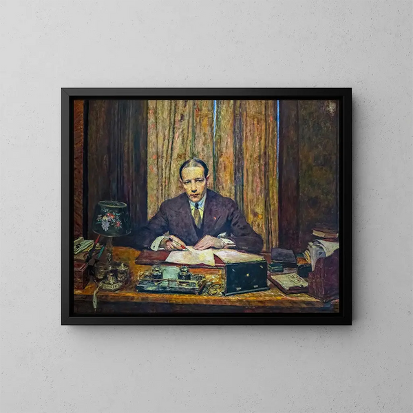van Lucien Rosengart aan zijn werkbureau - Édouard Vuillard — ingelijst kunstwerk aan de muur