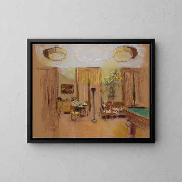 Lucy Hessel en Lulu in de grote salon in Les Clayes - Édouard Vuillard — ingelijst kunstwerk aan de muur