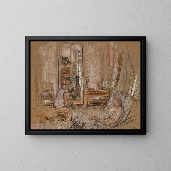 Lulu aan het ziekbed van mevrouw Hessel in het kasteel van Clayes - Édouard Vuillard — ingelijst kunstwerk aan de muur
