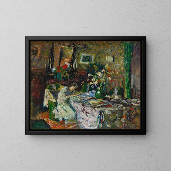 van Marcelle Aron in de eetkamer in Château Rouge - Édouard Vuillard — ingelijst kunstwerk aan de muur