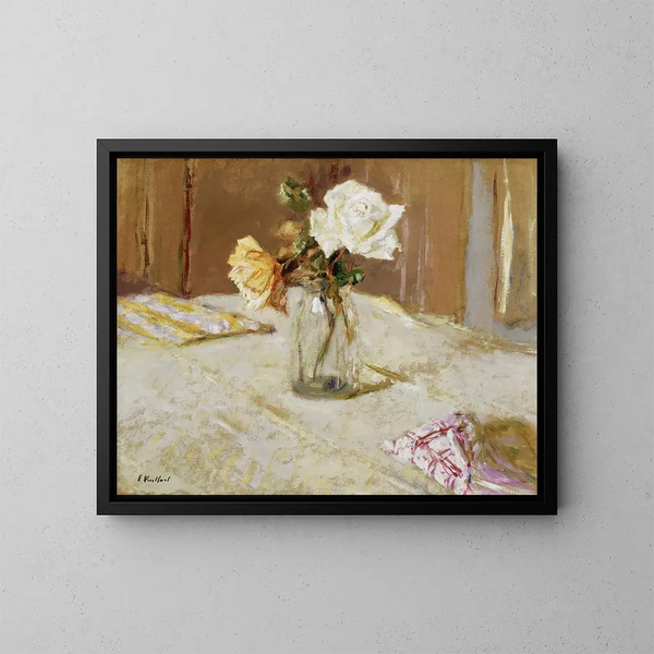 Rozen in een glazen vaas - Édouard Vuillard — ingelijst kunstwerk aan de muur