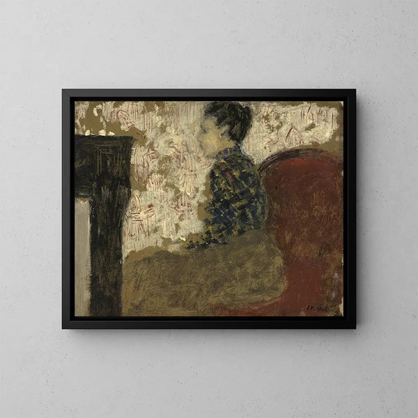 a seated woman by the fireplace - Édouard Vuillard — framed artwork on a wall