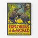 Vintage poster Explorers of the World met olifanten in de natuur