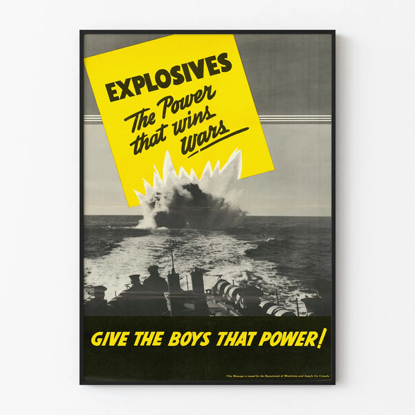 Vintage oorlogsposter Explosieven De kracht die oorlogen wint