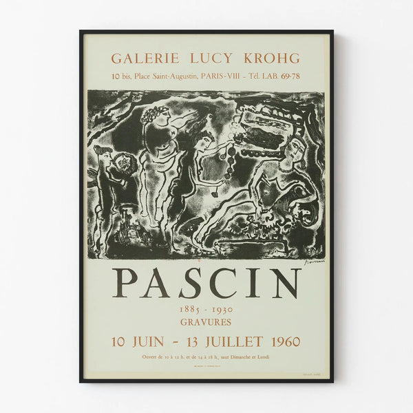 Tentoonstellingsposter Pascin Gravures in Galerie Lucy Krohg 1960