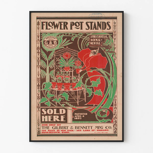 Vintage poster muurdecoratie Bloempot Stands 1895