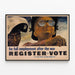 Vintage Poster for Employment After the War - Register Vote — framed artwork on a wall
