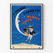 Vintage poster For Heaven's Sake op een achtergrond van een blauwe maan