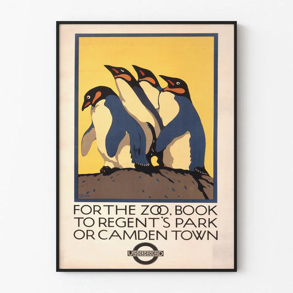Vintage poster met pinguïns voor dierenmuurdecoratie