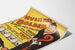 Vintage cartoonposter met humoristisch personage en zwarte kat