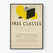 Vintage poster gratis kunstlessen voor volwassenen