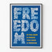 Decoratieve poster Freedom met blauwe en witte bloemmotieven