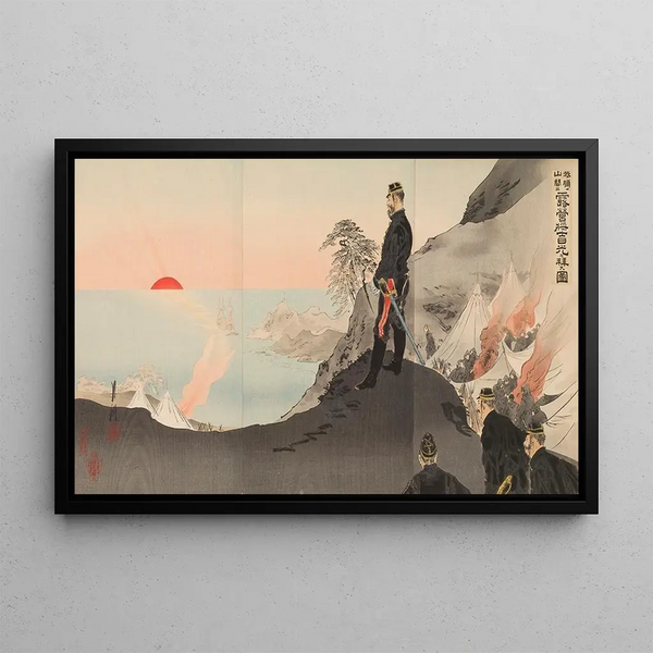 gata Gekk - Officers and Men Admiring the Rising Sun While Bivouacking in the Mountains of Port Arthur.webp