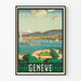 Vintage poster Genève CFF met een landschap van meren en bergen