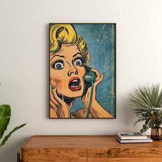 Pop Art Affiche - Verrassing aan de Telefoon
