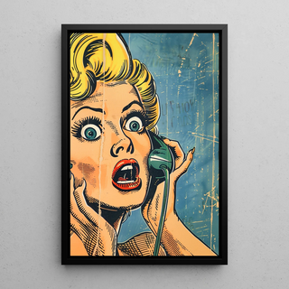 Pop Art Affiche - Verrassing aan de Telefoon