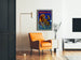 Decoratieve poster Gravidostyl met gestileerde paarden op een blauwe achtergrond