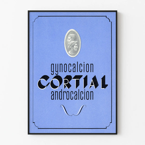 Vintage poster Cortial Gynocalcion Androcalcion Blauw