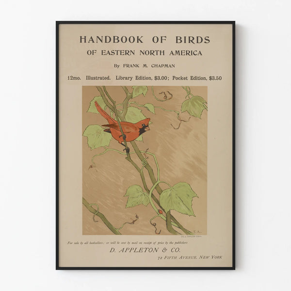 Vintage poster met kardinaal – Handboek over Vogels van Oost-Noord-Amerika