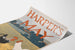 Vintage Harper's May poster with roosters on a rustic background