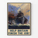 Britse militaire propagandaposter met slagschepen en vliegtuigen