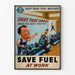 Vintage Poster Brandstofbesparing op het Werk