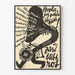 Vintage zwart-wit muurposter met gestileerd personage