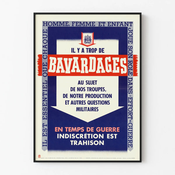 Vintage militair bewustwordingsposter 'Er is te veel geklets'