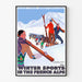 Winterse sporten in de Alpen | Kunstdruk van een oude poster in het Engels — ingelijst kunstwerk aan de muur