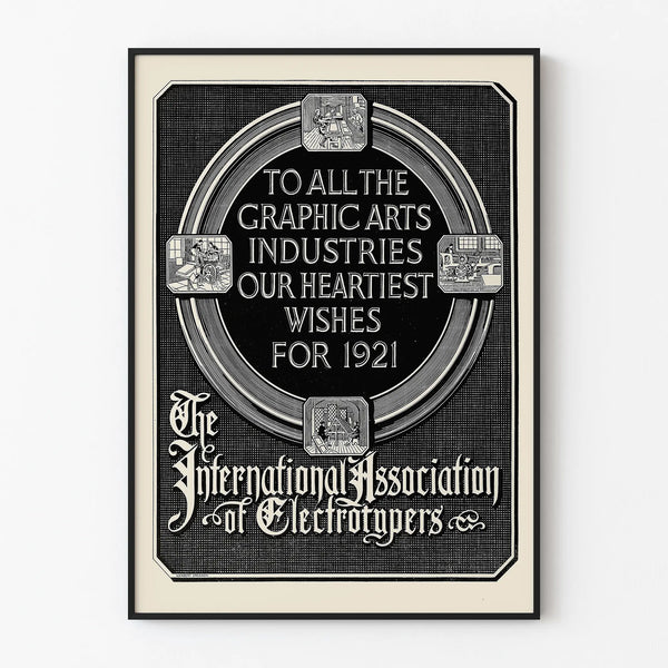 Vintage poster van de Internationale Vereniging van Elektrotypisten 1921