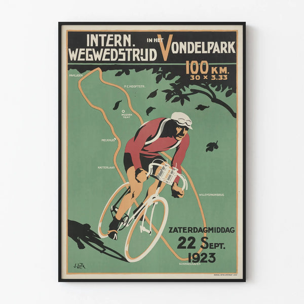 Vintage poster Internationale wielerwedstrijd Vondelpark 1923