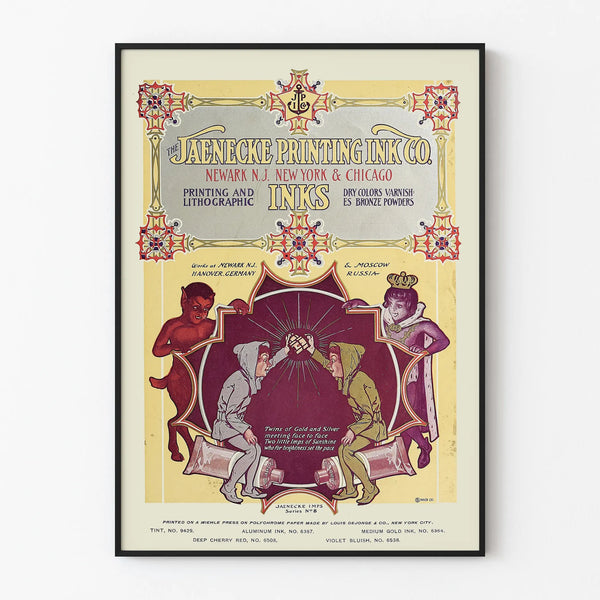 Retro reclameposter van Jaenecke Printing Ink Co. - Industriële muurdecoratie in vintage stijl
