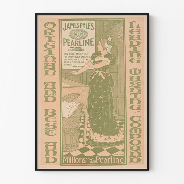 Vintage reclameposter James Pyle's Pearline Wasmiddelcompound