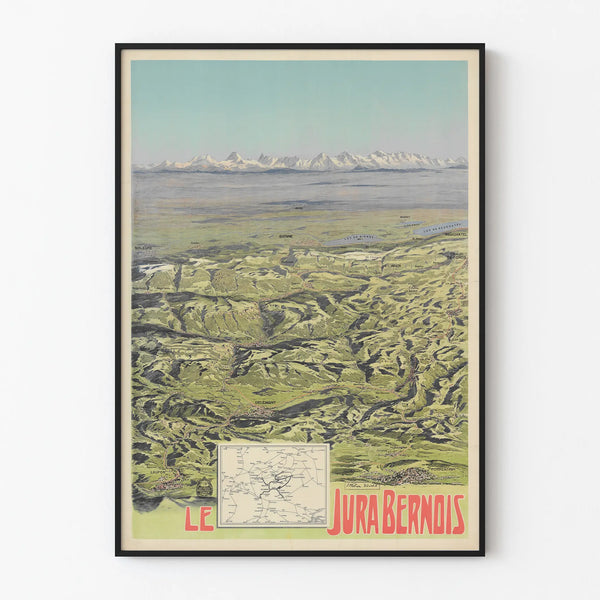 Vintage poster van de Jura Bernese regio - Decoratieve panoramische kaart
