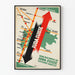 Vintage poster van de elektrische lijn uit het Zwitserse Jura - Spoorkaart