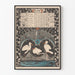 Vintage kalenderposter juni 1896 met reigers en bloemmotieven