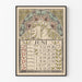 Vintage kalenderposter juni 1898 met vlinder- en bloemendecoratie