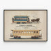 Vintage poster van het spoorwegwagon van Kimball & Gorton in Philadelphia — ingelijst kunstwerk aan de muur