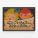 Vintage poster met gestileerde kinderen voor muurdecoratie — ingelijst kunstwerk aan de muur