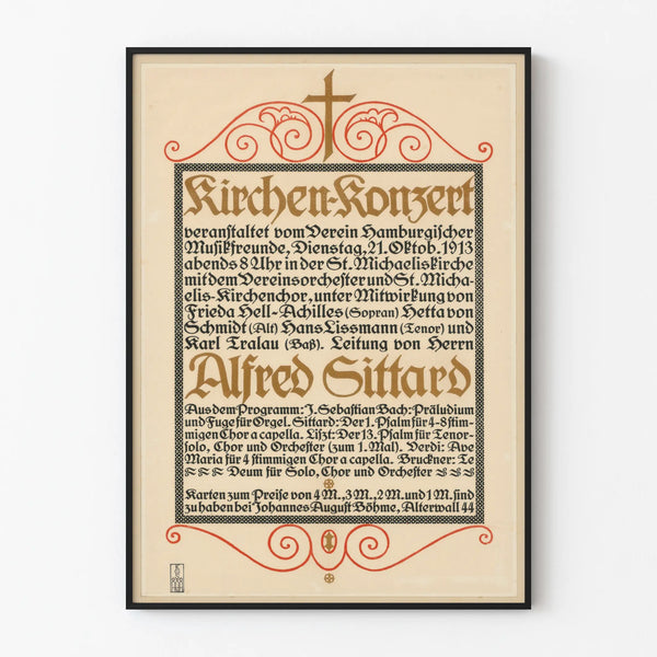 Vintage kerkconcertposter 1913 klassieke wanddecoratie