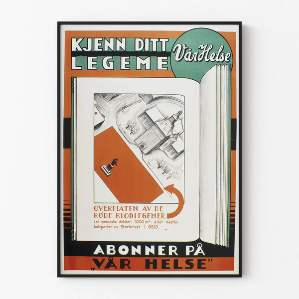 Vintage Noorse Gezondheid en Menselijk Lichaam Poster