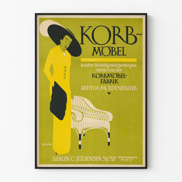 Vintage reclameposter voor rotanmeubilair - Arthur Moldenhauer Berlijn
